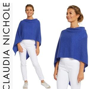 Claudia Nichole 100% Cashmere Blue Cape One Size Like New